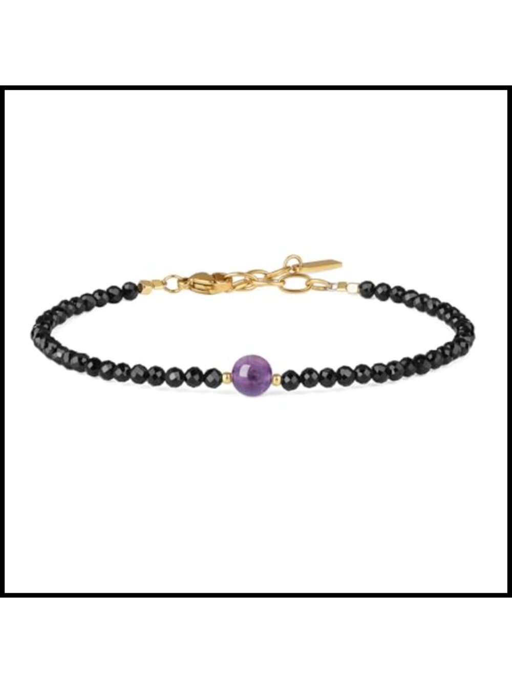 COAI Black Tourmaline Bracelet for Women, Crystal Beaded Bracelet for Women 3mm